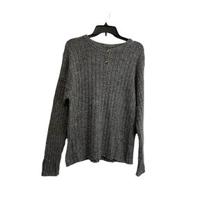 Westbound Casual Gray Speckled Quarter Button Henley Wool Blend Sweater Size L